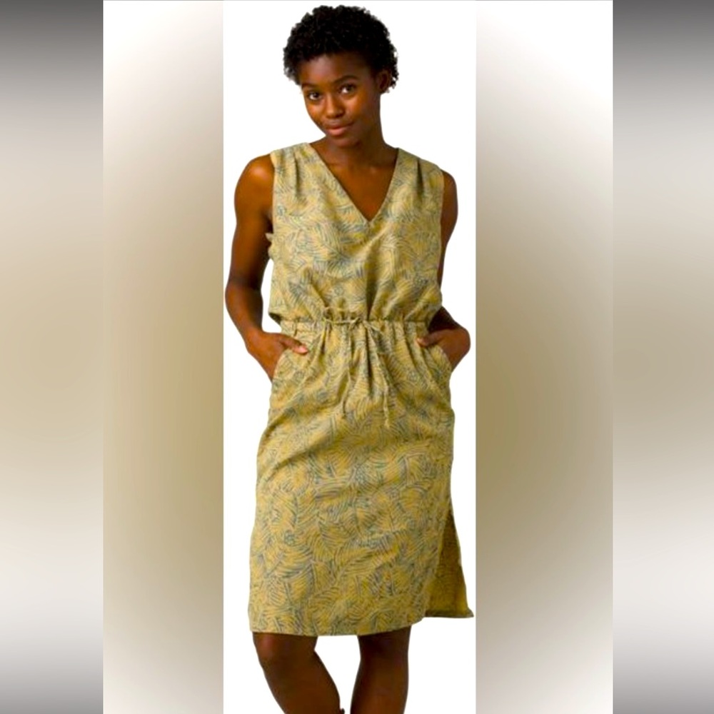 NWOT Prana Print Ecotropics Organic Cotton Sleeveless Dress Cutout Back / Medium